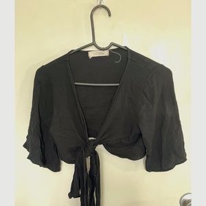 black tie up crop top